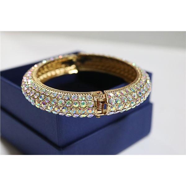SWAROVSKI IRRADESCENT MULTI STONE CLAMPER BRACELET
