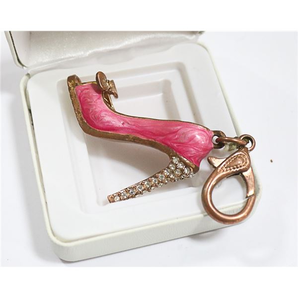 HIGH HEEL RHINESTONE PINK KEYCHAIN