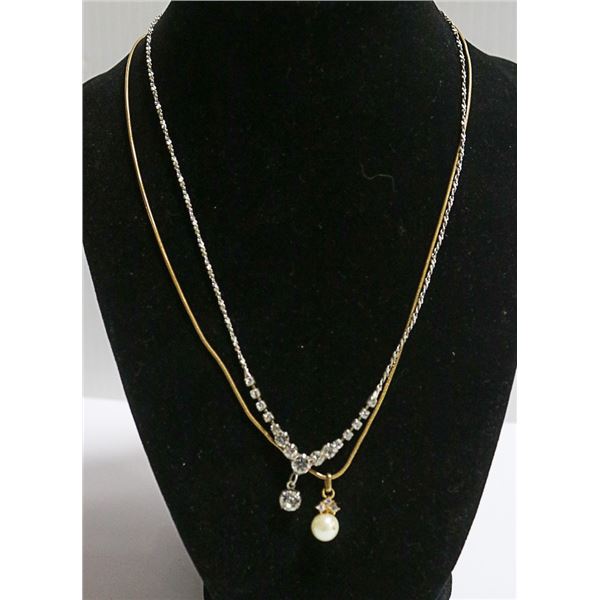 PEARL DROP NECKLACE AND RHINESTONE NECKLACES