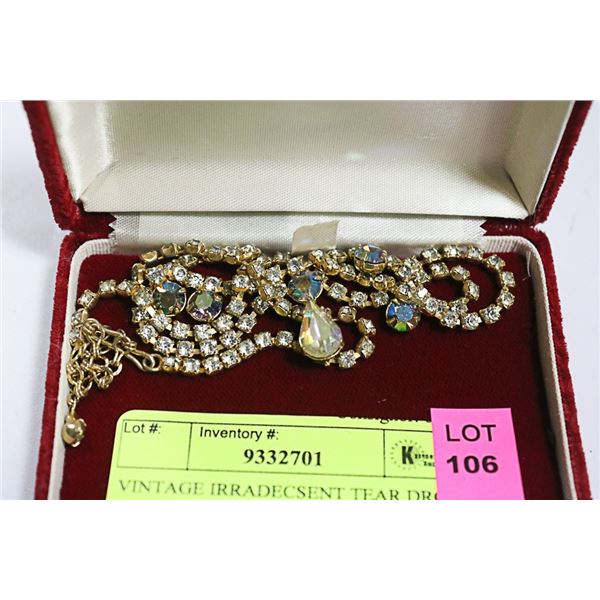 VINTAGE IRIDESCENT TEAR DROP NECKLACE