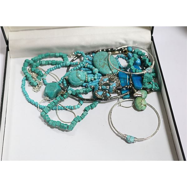 LARGE COLLECTION OF TURQOUISE STONE JEWELRY