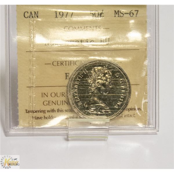 1977 CANADIAN 50 CENT COIN CERTIFIED ICCS MS-67