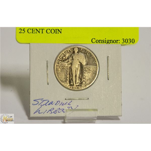 1929 US STANDING LIBERTY SILVER 25 CENT COIN