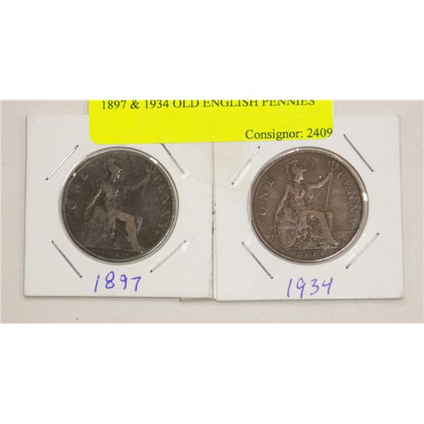 1897 & 1934 OLD ENGLISH PENNIES