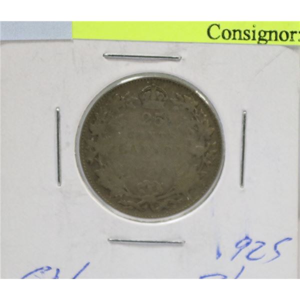 1932 CANADIAN GV SILVER 25 CENT COIN