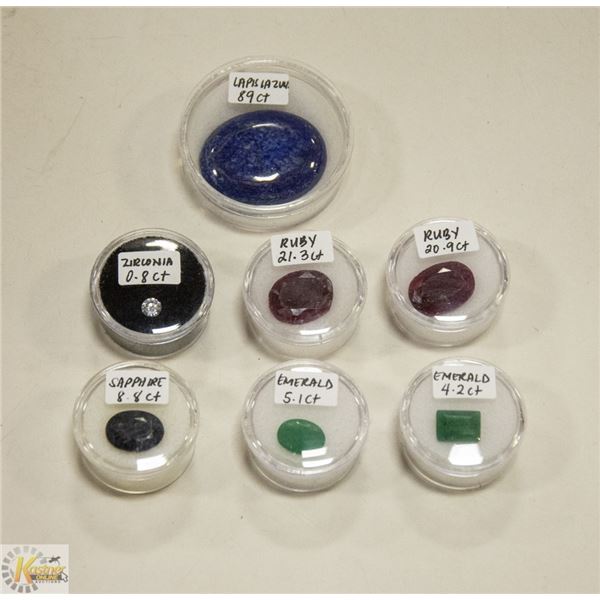 X7 GEMSTONES RUBY, EMERALD, SAPPHIRE, LAPIS