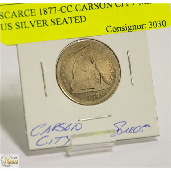 SCARCE 1877-CC CARSON CITY MINT US SILVER SEATED