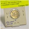Image 1 : SCARCE 1962 DOUBLE DATE CANADIAN 5 CENT COIN