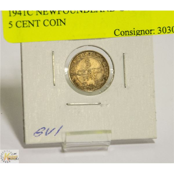 1941C NEWFOUNDLAND GVI SILVER 5 CENT COIN