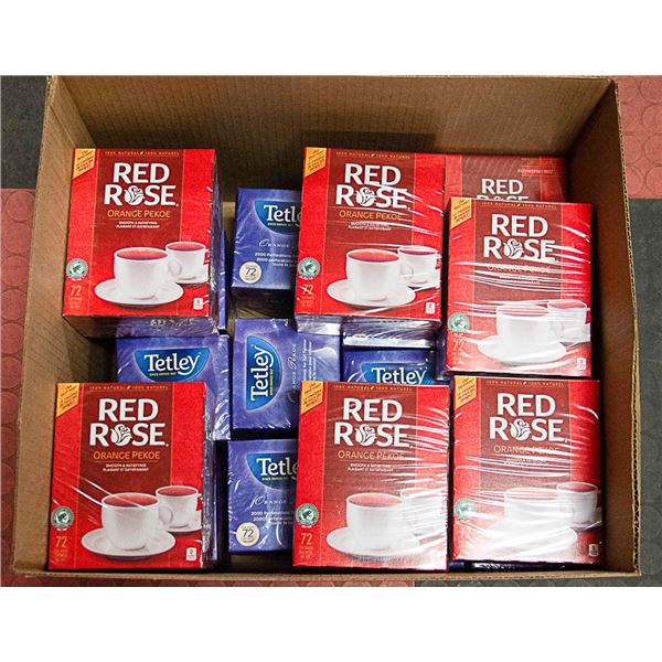BOX LOT OF ORANGE PEKOE TEA  RED ROSE AND TETLEY