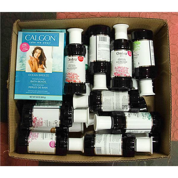 BOX LOT OF BATH BEADS AND FOAM BATH