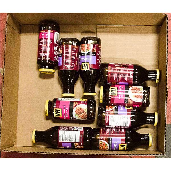 BOX LOT OF VH SAUCE BOTTLES