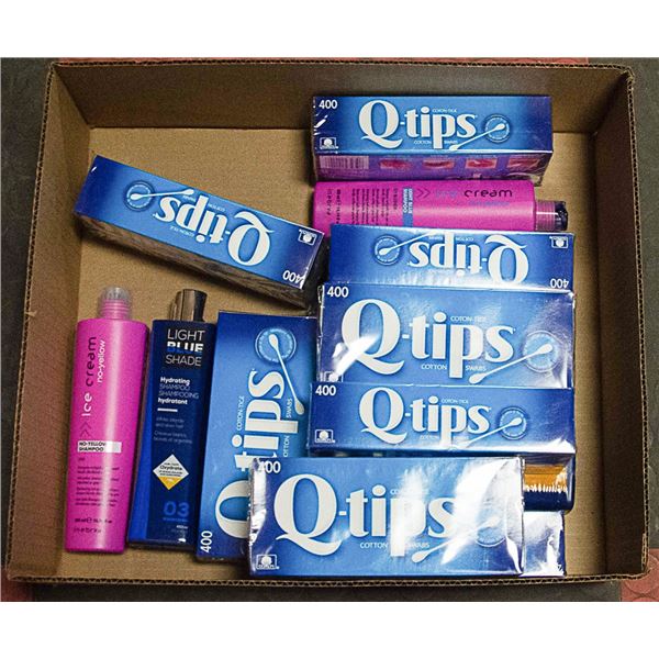 FLAT OF Q-TIPS AND SHAMPOO LOT