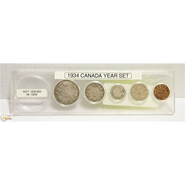1934 CANADIAN SILVER COIN SET IN COLLECTOR HOLDER