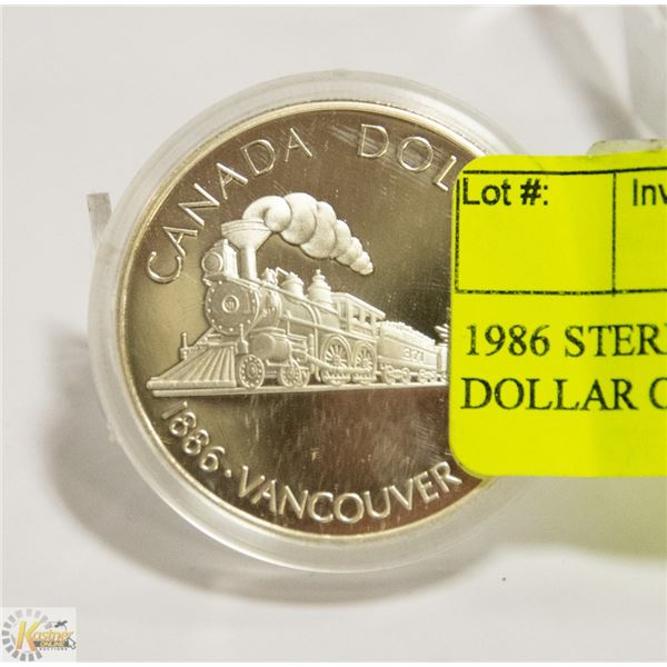 1986 STERLING SILVER 25G TRAIN DOLLAR COIN