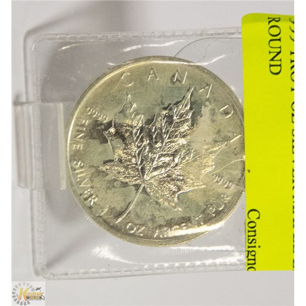 .999 TROY OZ SILVER MAPLE LEAF ROUND