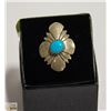 Image 1 : VINTAGE .925 SILVER AND TURQUOISE RING 1" HIGH