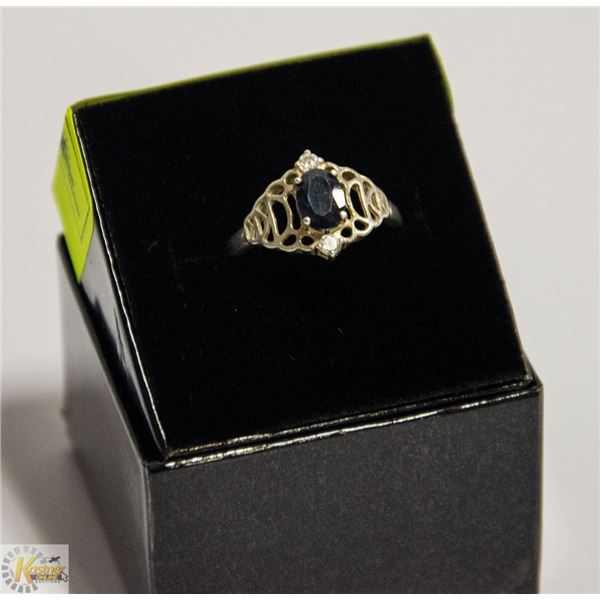 VINTAGE .925 SILVER & BLUE SAPPHIRE RING