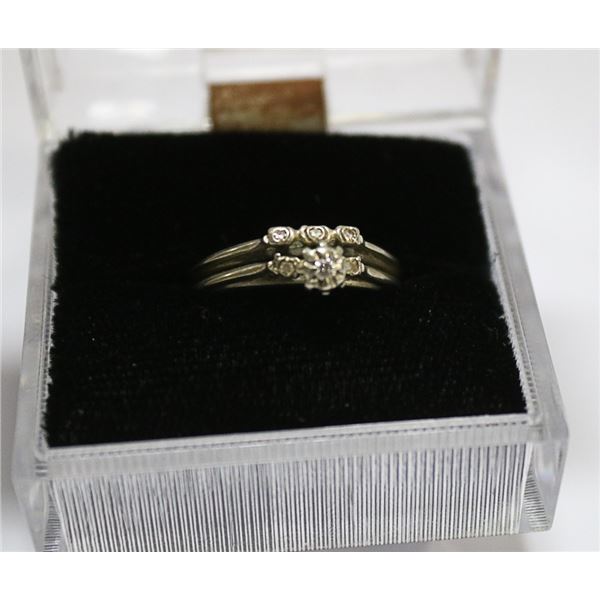 LADIES 14K DIAMOND RINGS SET SOLDERED TOGETHER