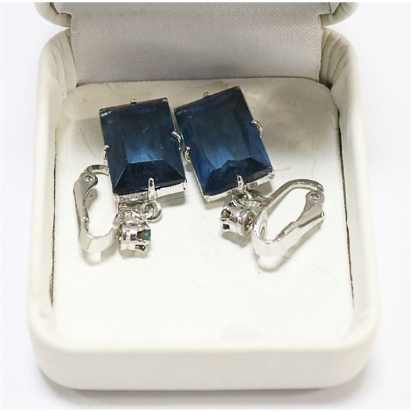 LARGE BLUE STONE DECORATIVE EARRINGS