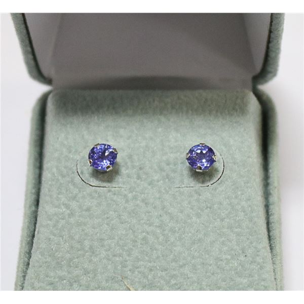 10K WHITE GOLD WITH TANZANITE STONE EARRINGS