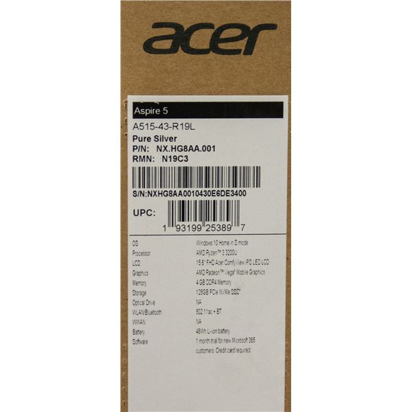ASPIRE 5 PURE SILVER LAPTOP NEW IN BOX