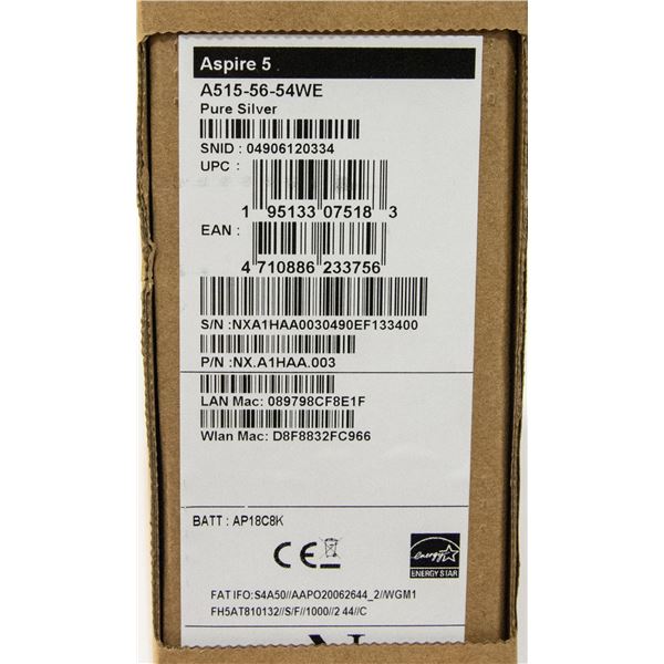 ASPIRE 5 PURE SILVER LAPTOP NEW IN BOX
