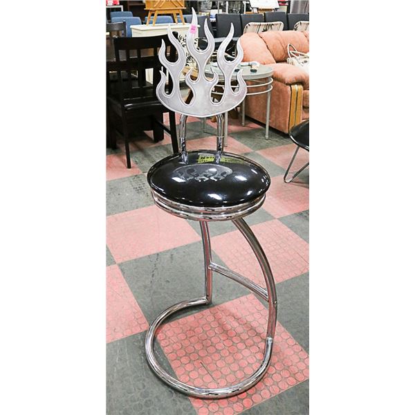 NEW CHROME & ALUMINIUM FLAME DESIGN BAR STOOL