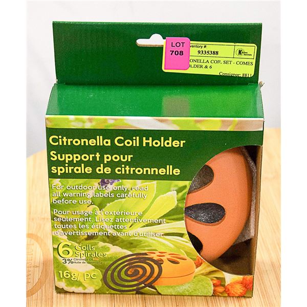 NEW CITRONELLA COIL SET - COMES WITH 1 HOLDER & 6