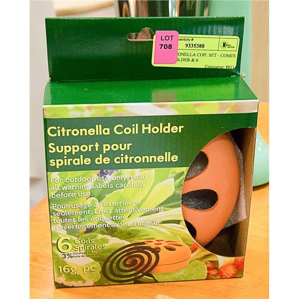 NEW CITRONELLA COIL SET - COMES WITH 1 HOLDER & 6