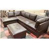 Image 1 : BROWN LEATHERETTE SECTIONAL 105" LONG