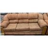 Image 2 : LIGHT BROWN OAK TRIM PAIR OF SOFAS 80" LONG-EACH