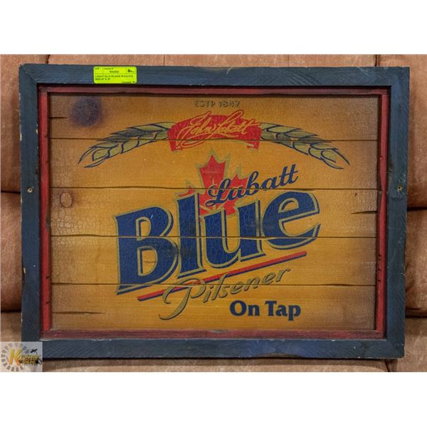 LABATT BLUE PILSNER WOOD PUP SIGN 24" X 18"