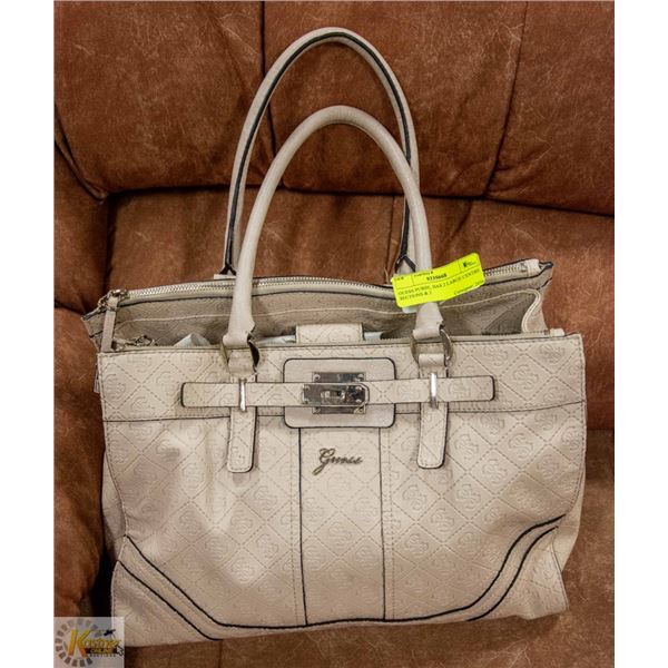 GUESS PURSE, HAS 2 LARGE CENTRE SECTIONS & 2