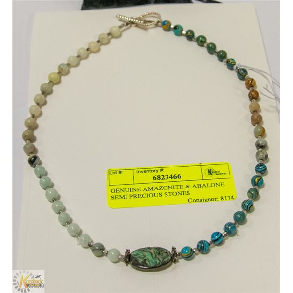 GENUINE AMAZONITE & ABALONE SEMI PRECIOUS STONES