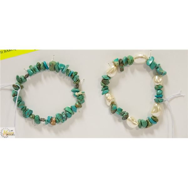 GENUINE TURQUOISE BRACELETS WITH BAROQUE PEARLS