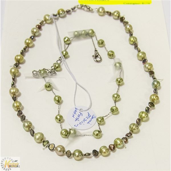 17" NECKLACE SET. GENUINE FRESH WATER PEARLS