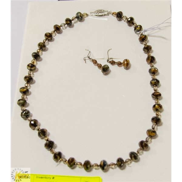 FACETED TIGER EYE SEMI PRECIOUS STONE NECKLACE