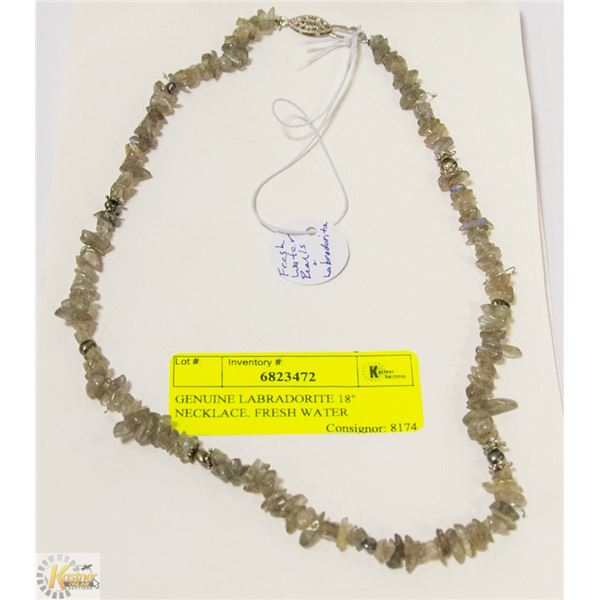 GENUINE LABRADORITE 18" NECKLACE. FRESH WATER