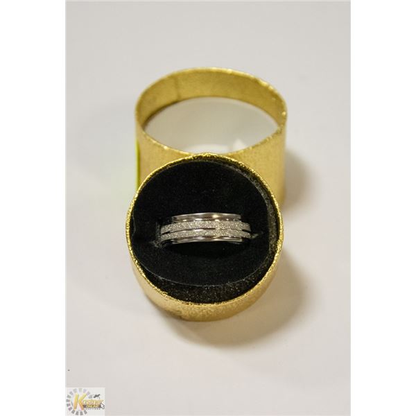 STAINLEES STEEL RING SZ 11 IN GOLD BOX