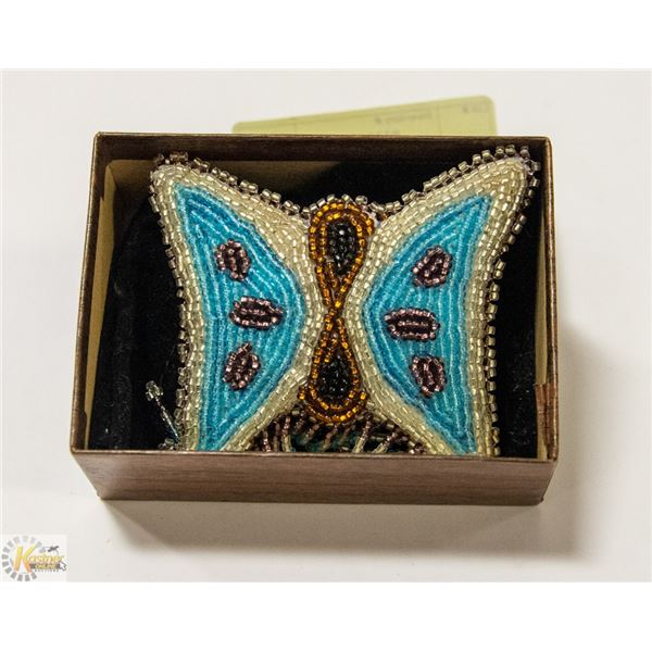 VINTAGE BEADED BUTTERFLY LARGE BARETTE