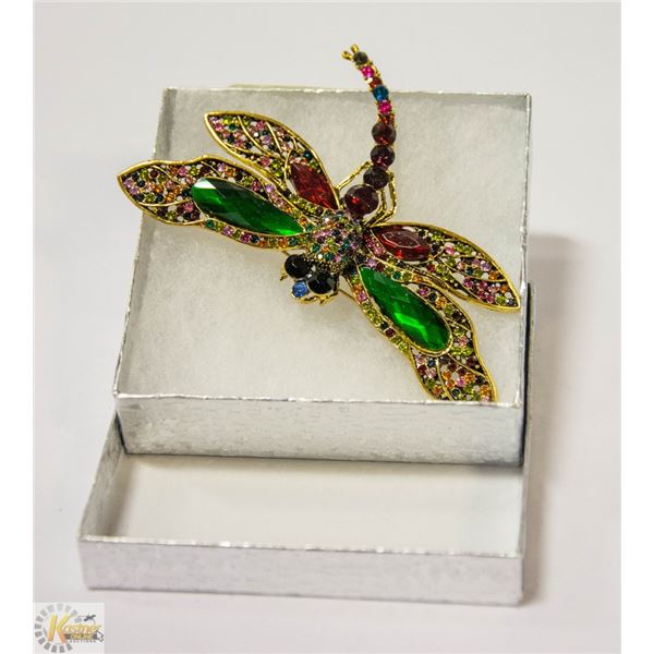 DRAGONFLY RHINESTONE BROOCH