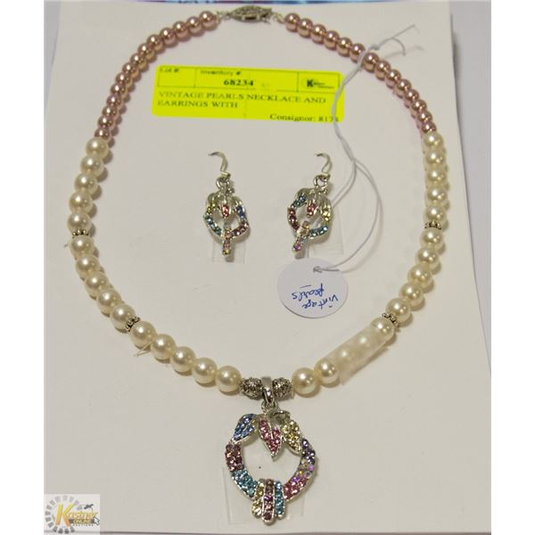 VINTAGE PEARLS NECKLACE AND EARRINGS WITH