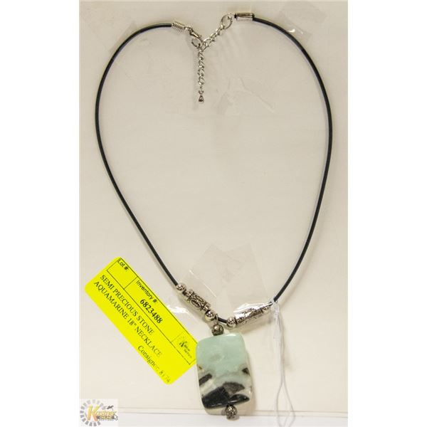 SEMI PRECIOUS STONE AQUAMARINE 18" NECKLACE
