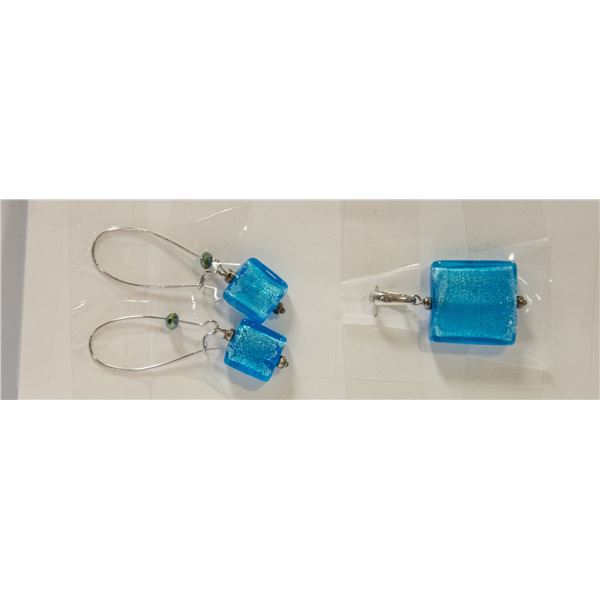 MURANO GLASS SQUARE PENDANT AND EARRINGS