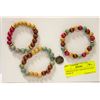 Image 1 : 3 BRACELET SET. GENUINE WOODEN BEADS. 8"