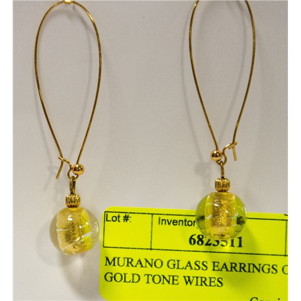 MURANO GLASS EARRINGS ON GOLD TONE WIRES