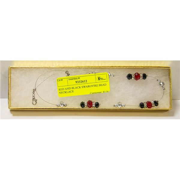 RED AND BLACK SWAROVSKI BEAD NECKLACE