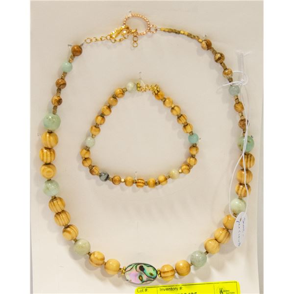 ABALONE SEMI PRECIOUS STONE W AMAZONITE, AGATE