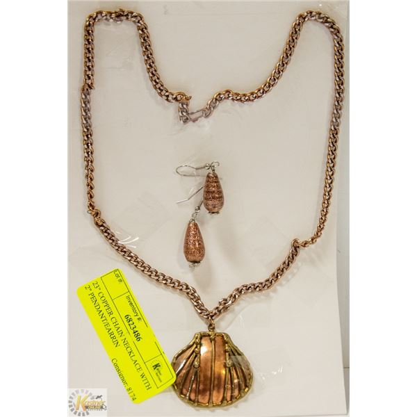 23" COPPER CHAIN NECKLACE WITH 2" PENDANT